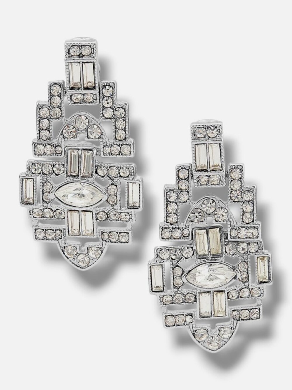 Kenneth Jay Lane Women's Rhodium-Plated Glass Crystal Clip-On Earrings